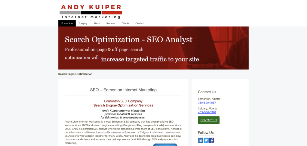 Andy Kuiper Internet Marketing website homepage