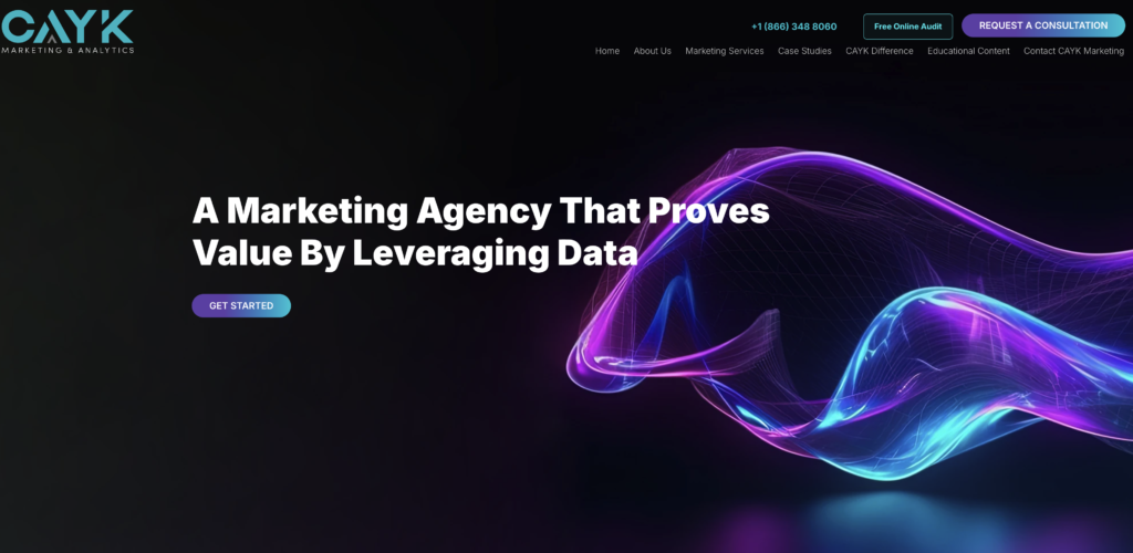 CAYK Marketing website homepage