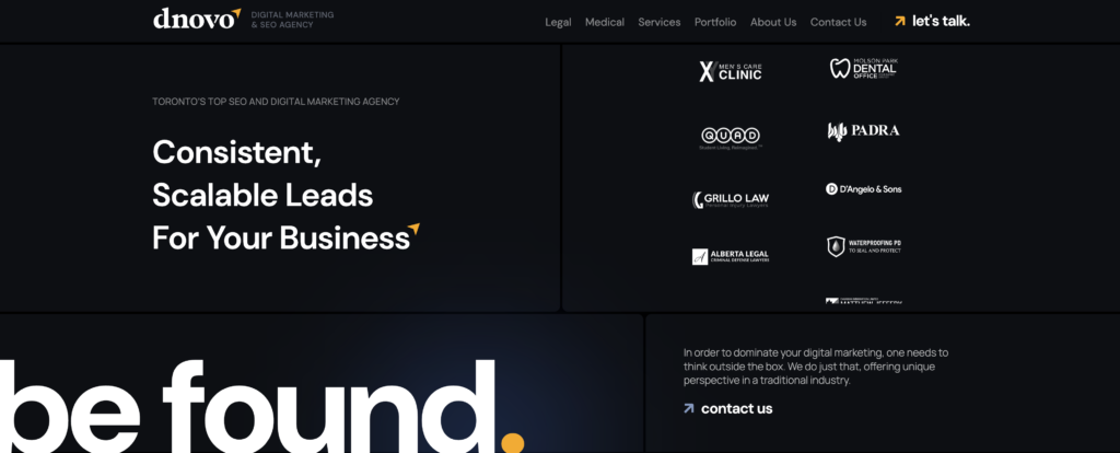 dNOVO website homepage